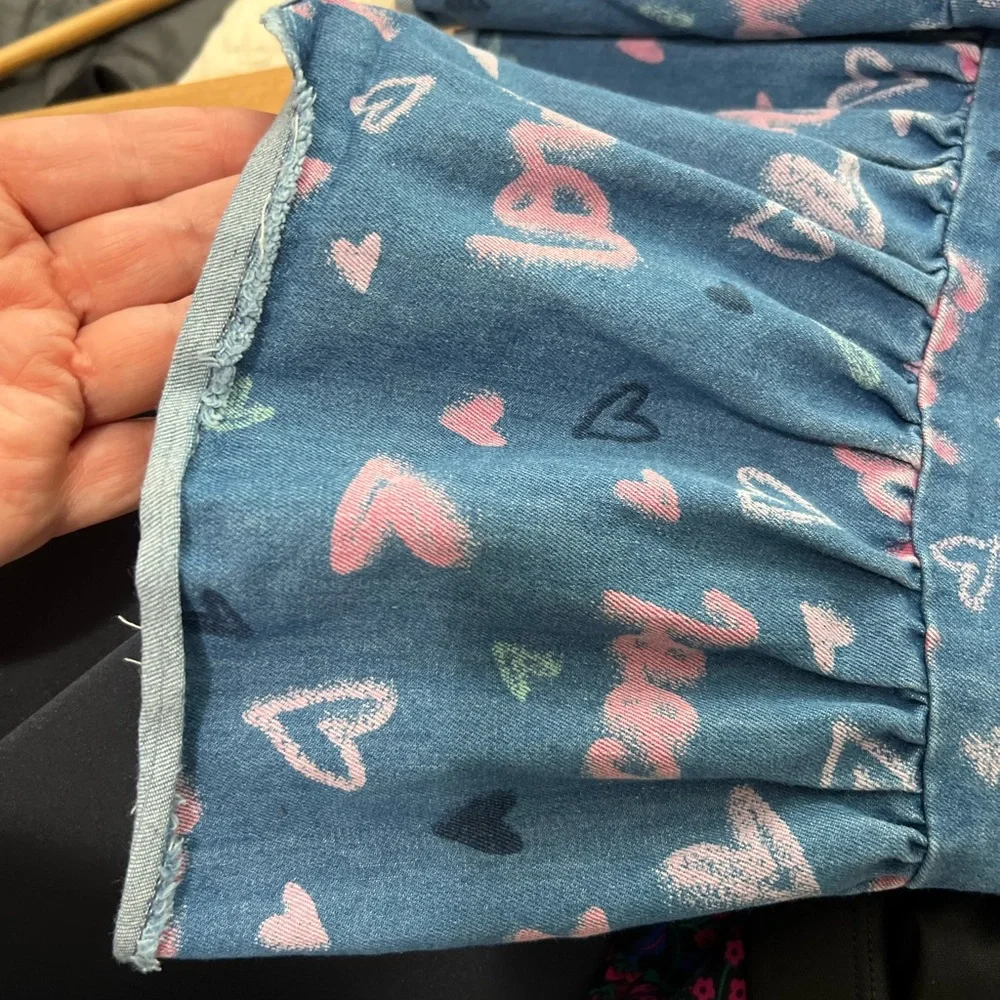 Billieblush Heart Print Dress Size 4 Blue Pink Denim - Picture 6 of 6